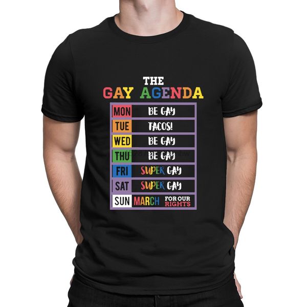 

the gay agenda mon be gay tue tacos wed be gay thu t shirt customized plus size 5xl casual loose leisure short sleeve shirt