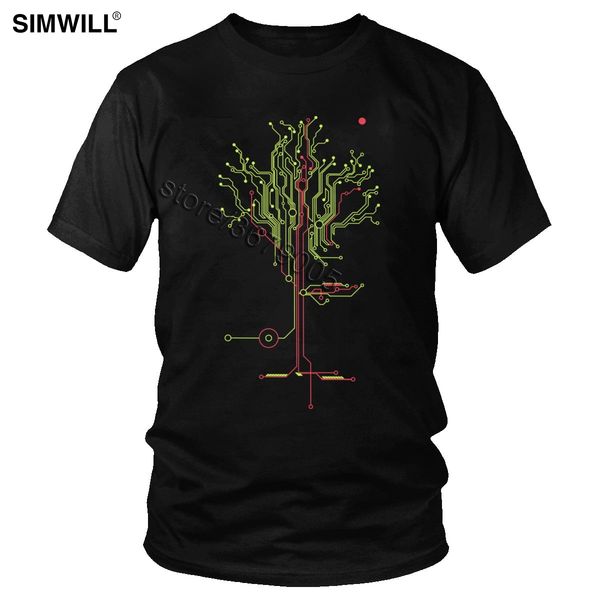 

men electrical circuit tree of tomorrow t-shirt brand electronic art t shirt short sleeve cotton casual tee novelty apparel gift