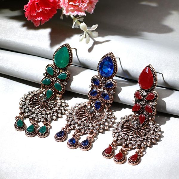 

sunspice-ms ethnic wedding earring for women antique gold color turkish brand design vintage resin big drop earring 2020, Silver