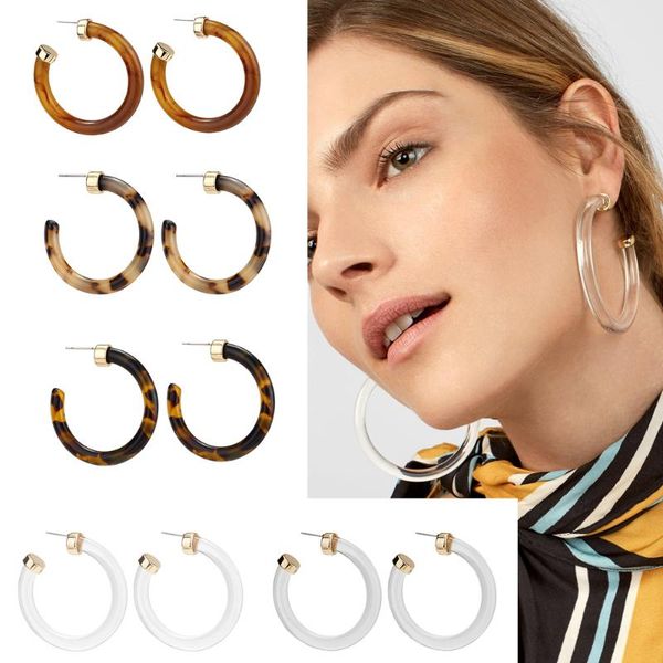 

45mm large acrylic transparent grey tortoiseshell hoop earrings circle resin hoop earring for women girls, Golden;silver