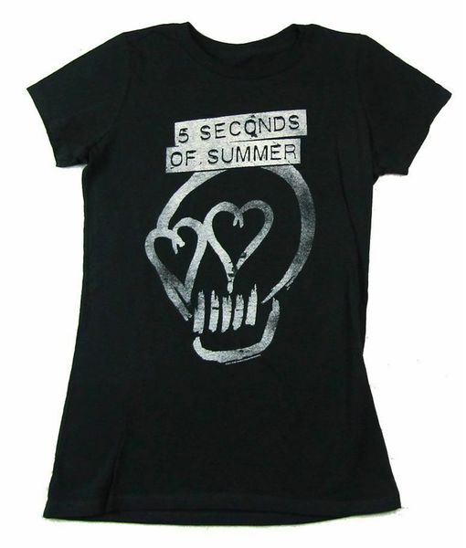 

5 секунд лето серого череп девушка юниоры black t shirt new 5sos бесплатная доставка футболочка