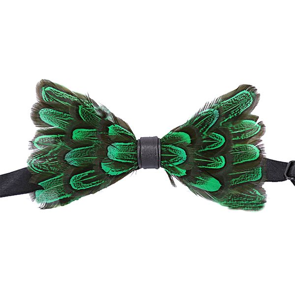 

british natural green feather bow tie white shirt banquet bridegroom men formal dress bowties wedding accessories, Black;gray