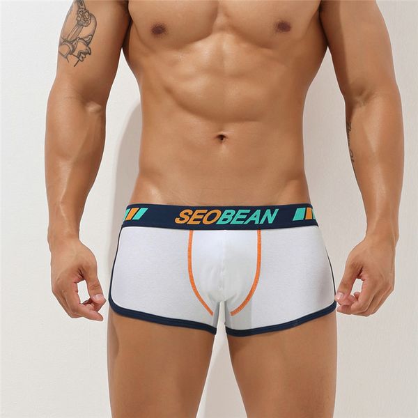 

mens cotton boxer shorts seobean underwear 00215, Black;white