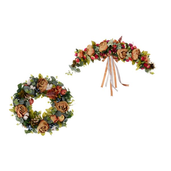 

набор 2pcs искусственный цветок венок lintel floriation двери украшение