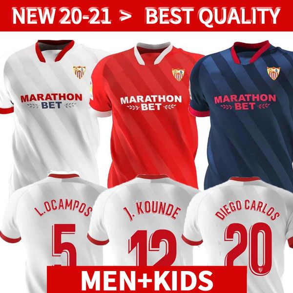 

20 21 kids kit suit soccer jersey seville fc home away third football jerseys ben yedder geis j.navas yedder correa muriel football shirt, Black;yellow