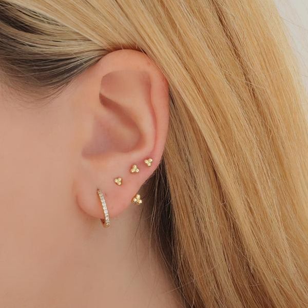 

2020 new 925 sterling silver dainty earring minimal delicate design gold color colorful rainbow cz women multi piercing earrings, Golden;silver