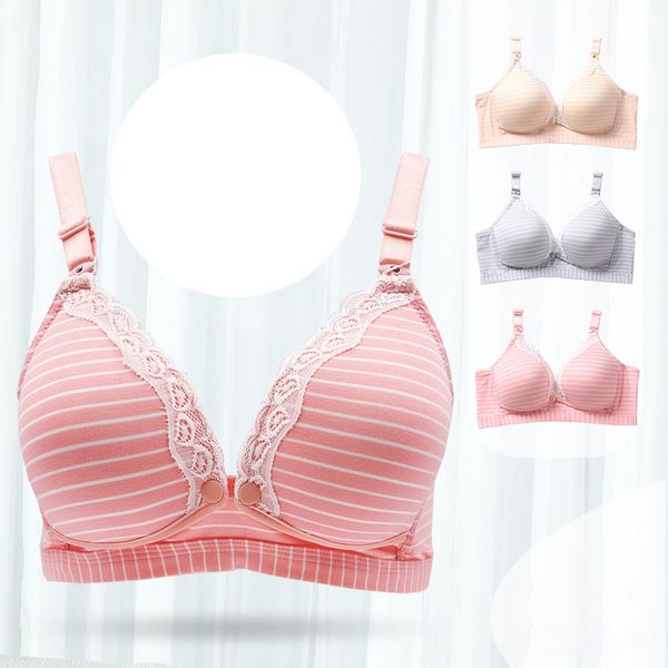 

svokor nursing bra cotton without rims front buckle anti-sagging adjustable pregnant women underwear gathered bra, Red;black