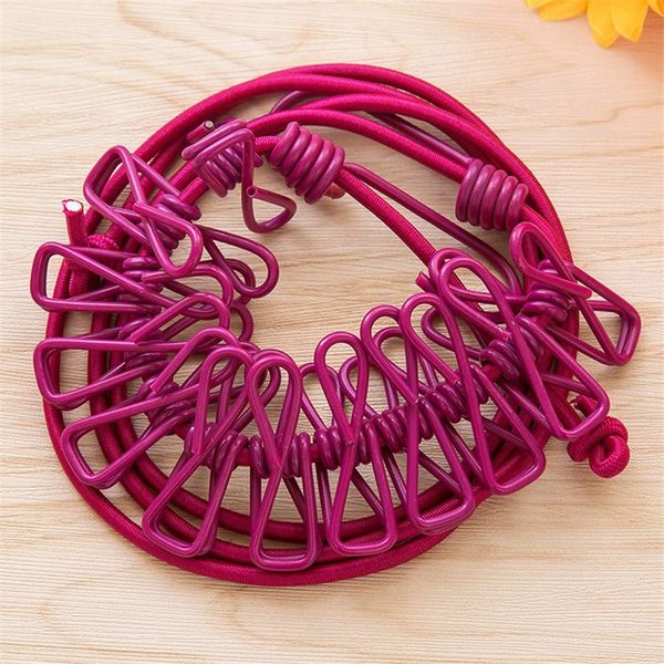 

newly clothesline rope with clips windproof non-slip elasticity retractable for outdoor camping clothes hangers sale