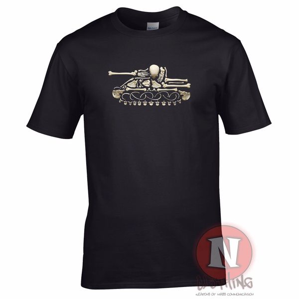 

2019 fashion t shirt sherman m4 tank ww2 militar rustung t-shirt welt of war skelett knochen tee shirt