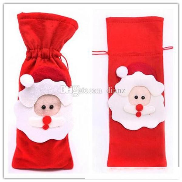 

new arrive red wine bottle cover bags christmas dinner table decoration home party decors santa claus