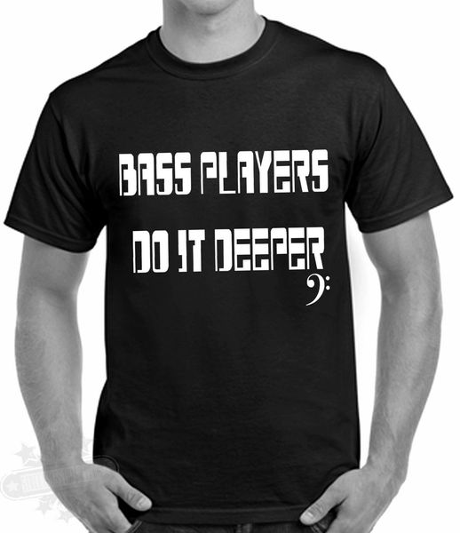 

100% cotton print mens summer bass guitar slogan deeper,t shirt, size, s-3xl bass player do it deeper indie tee shirt