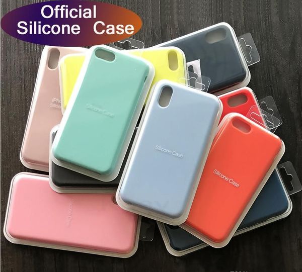 

original official liquid solid silicone gel rubber shockproof phone case cover for apple iphone xs max xr x 8 plus 7 6 6s with retail box
