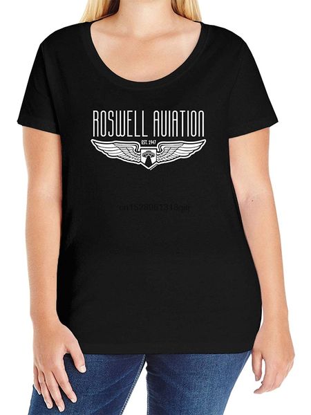 

roswell aviation - ufo area 51 aliens ladies curvy t-shirt