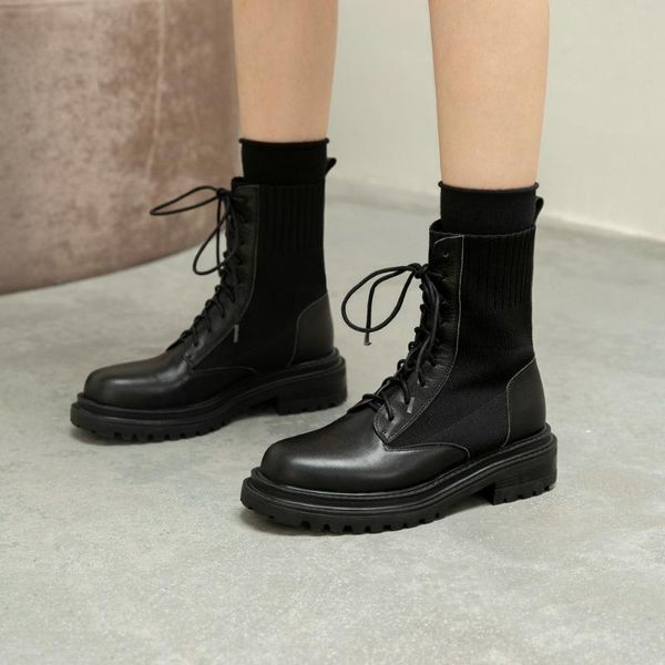

new winter genuine leather women boots motorcycle female boots keep warm the snow women shoes size 34-39, Black
