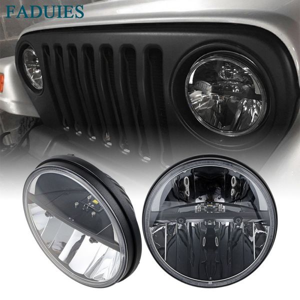 

faduies 1 pair black 7" inch round 36w led headlights high/low beam for wrangler cj jk tj 2007-2020