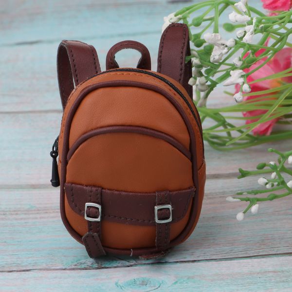 

1/6 bjd dolls' pu leather bag school bag shoulder bag mini backpack for doll accessories