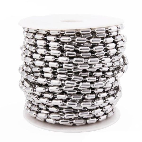 

20/50/100pcs/lot wholesale bulk stainless steel oval bead link chain men women diy necklace handing for pendant 16"-40", Silver