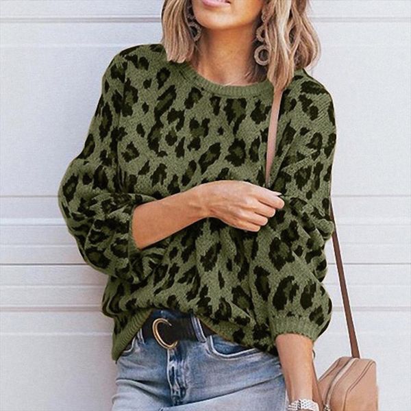 

womens leopard print sweater fashion solid casual pullovers o neck knitted robe sweater new 2019 knitwear top, White;black
