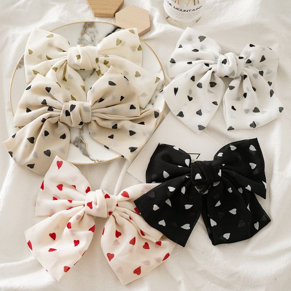 

hair accessories women's bow clips love chiffon fabric female series spring headgear ponytail clip