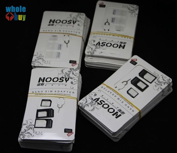 

4in1 noosy nano sim card adapter + micro sim cards adapter + standard sim card adapter with eject pin for huawei samsung 3000pcs/lot