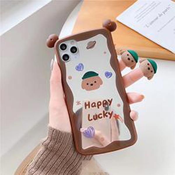 

cute puppy mirror glitter bling makeup back cover phone cases for iphone 11 pro max x xs xr xs max 8 8plus