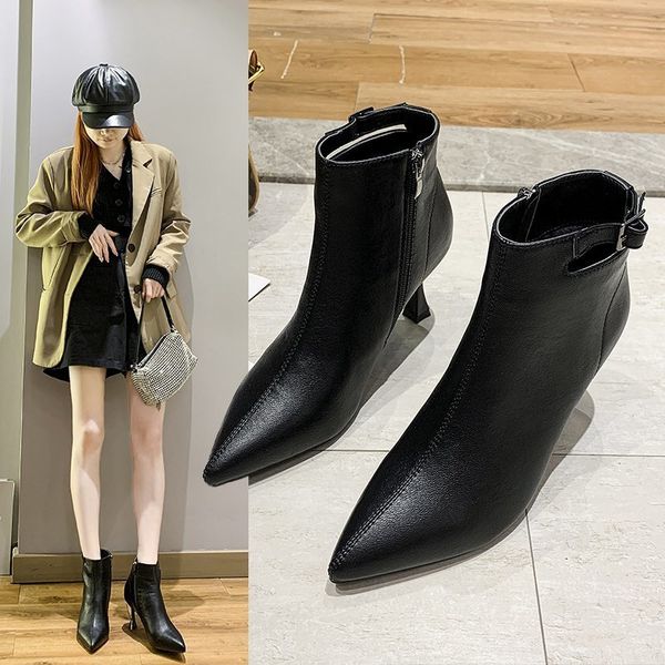 

women's rubber boots shoes woman winter shoes boots-women zipper luxury designer booties ladies rain 2020 autumn fashion high, Black