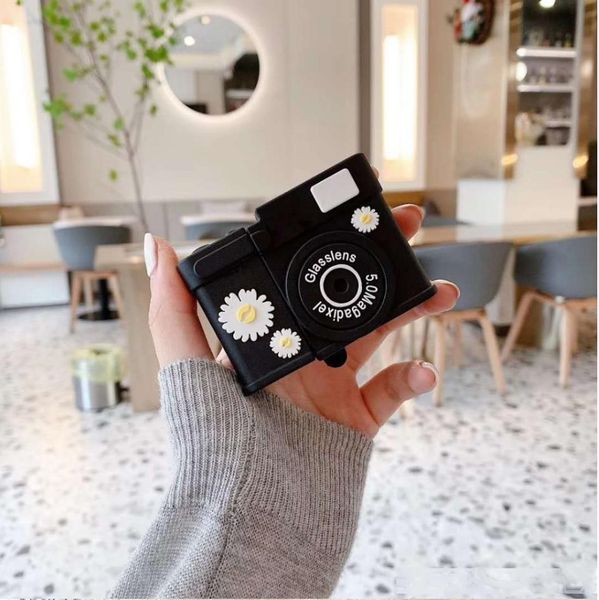 

retro peaceminusone daisy camera case for airpods 1 2 pro charging box soft silicone wireless bluetooth earphone protect cover