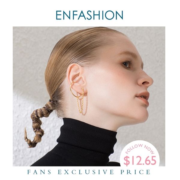 

enfashion punk c shape chain stud earrings for women gold color minimalist statement ear cuff earings fashion jewelry e191091, Golden;silver