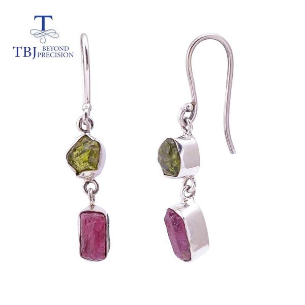 

крюк ручной работы серьги с натуральным драгоценным камнем опал рубин танзанит смешивание серьги 925 серебр ювелирных украшений для женщин н, Silver