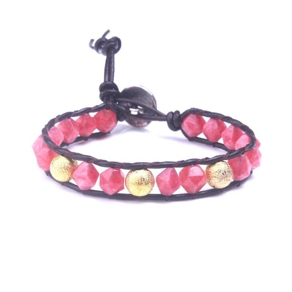 

tennis fashion women's boho bracelet natural stone crystal silver plated regalite leather wrap dropship handmade jewelry, Golden;silver