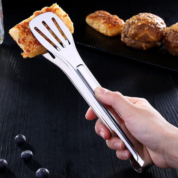 

kitchen stainless steel cooking tong clamp food utensil bbq clip tool silver