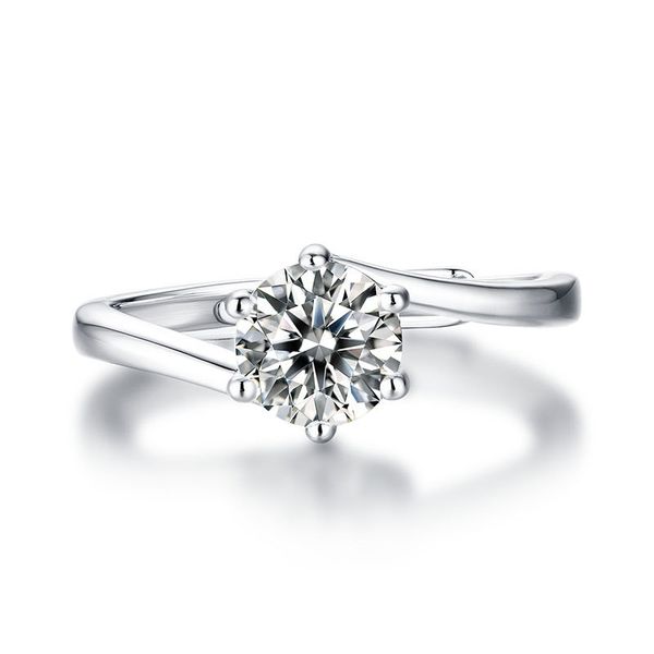 

oevas 925 sterling silver real round moissanite gemstone wedding engagement ring fine jewelry wholesale with certification, Golden;silver