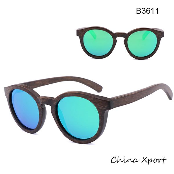 

round frame full bamboo sunglasses ecofriendly brown bamboo sunglasses globly popular style uv400 polarized, White;black