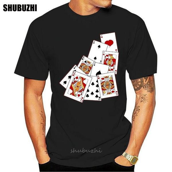 

print t shirt mens short sleeve poker playing card t-shirt ace king queen jack t-shirt
