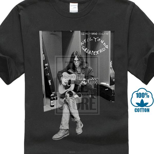 

neil young greatest hits ment shirt black size s to xxl men short sleeves t shirt