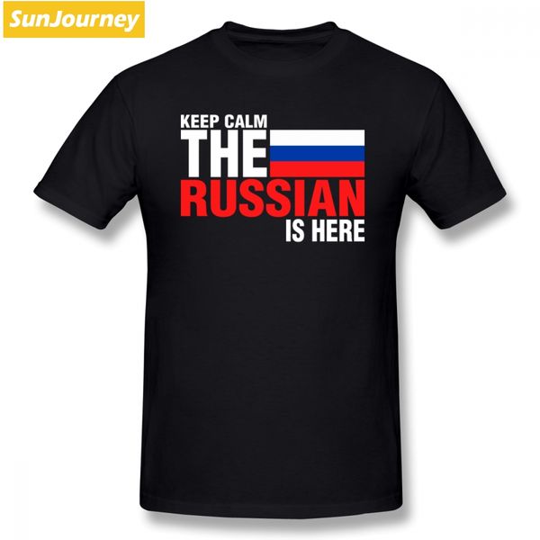 

keep calm the russian is here t shirt custom short sleeve men's t-shirt hipster tv big size cotton fitness men