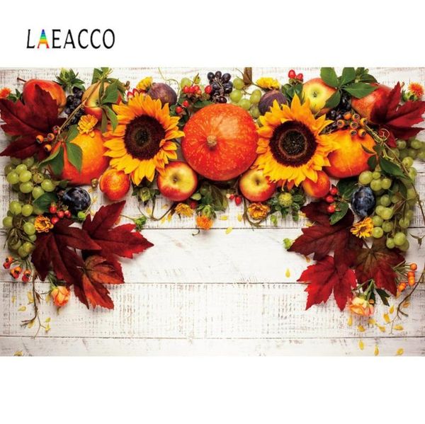 

laeacco gray planks wooden board sunflowers maples autumn fruits baby child p background pgraphy backdrop pstuido