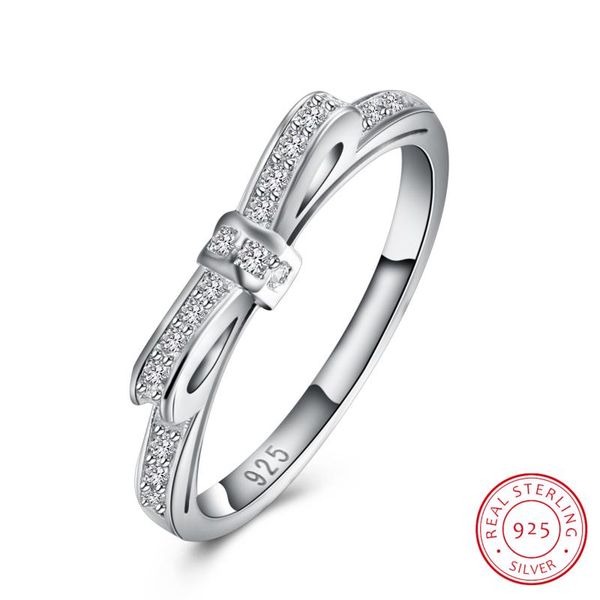 

925 sterling silver sparkling bow knot stackable ring micro pave cz for women valentine's day gift jewelry pa7104, Golden;silver