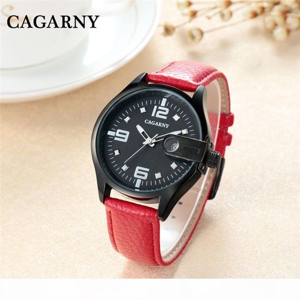 

cagarny women's quartz watch automatic date fashion casual trend retro girl leather strap japanese movement relogio, Slivery;brown