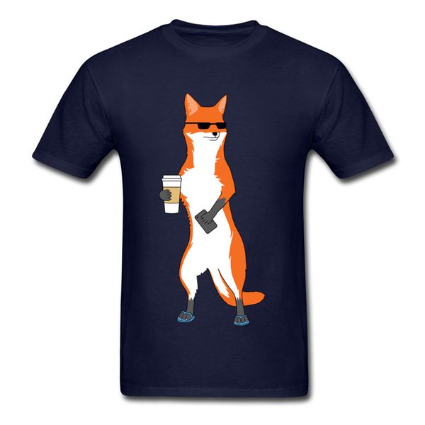 

cool fox male funky slim fit shirts round neck summer fall cotton t-shirts normal short sleeve clothing shirt