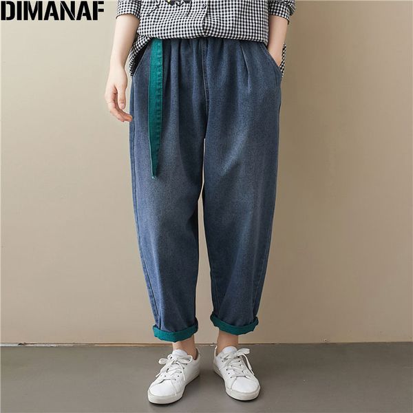 

women's pants & capris dimanaf plus size women jeans lady long loose denim female trousers pantalones oversize clothing with sashes, Black;white