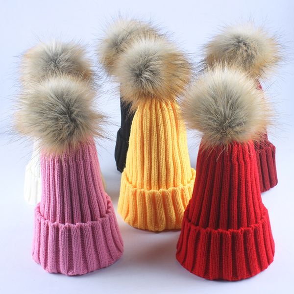 

искусственного мех pom ром hat девушка хлопок трикотажной skullies шапочка шапочка для зимы женщин помпонного skulllies beanie шляпы, Blue;gray