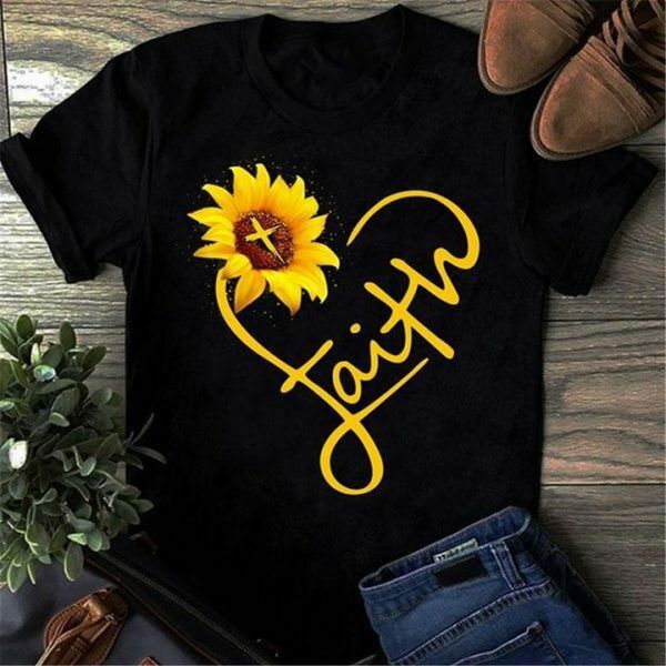 

peace christ cross sunflower faith men t-shirt summer tee shirt