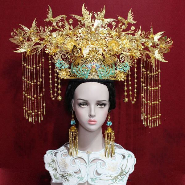 

hair accessories 2021 design big gorgeous stage show tiara chinese traditional bride wedding crown for pography cosplay