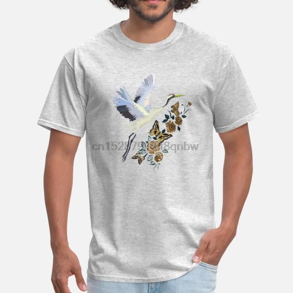 

new arrival crane and cherry blossom japanese embroidery tshirt for men 2020 classic fitness tshirt size xxxl 4xl 5xl male