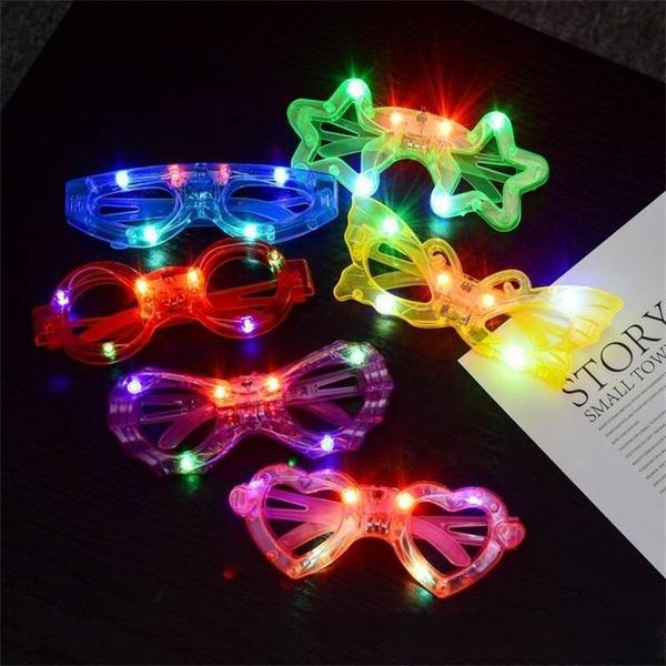 

flashing led light sunglasses plastic round star heart butterfly spider design kids toy eye glass party eyewear christmas new year 1 45ys e1
