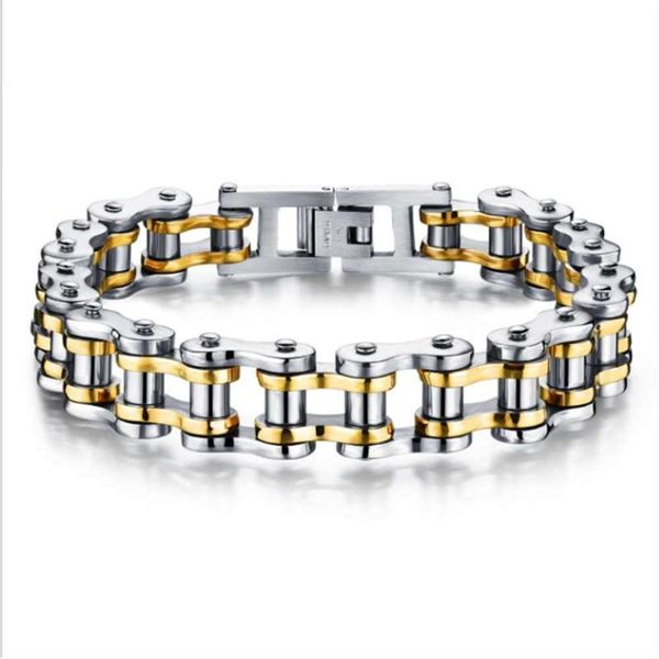 

men jewelry titanium steel rock locomotive chain bracelet so165, Black