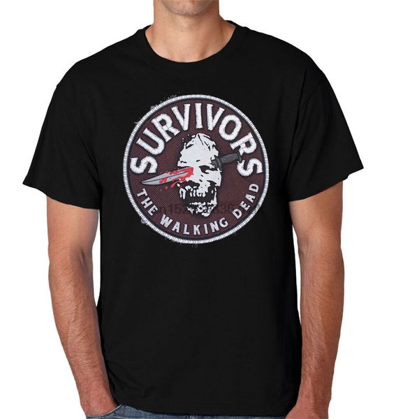 

the walking dead survivors skull faux patch t-shirt