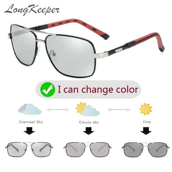 

sunglasses longkeeper metal pilot potchromic polarized men male gradient lens goggle outdoor sport glasses oculos masculino, White;black