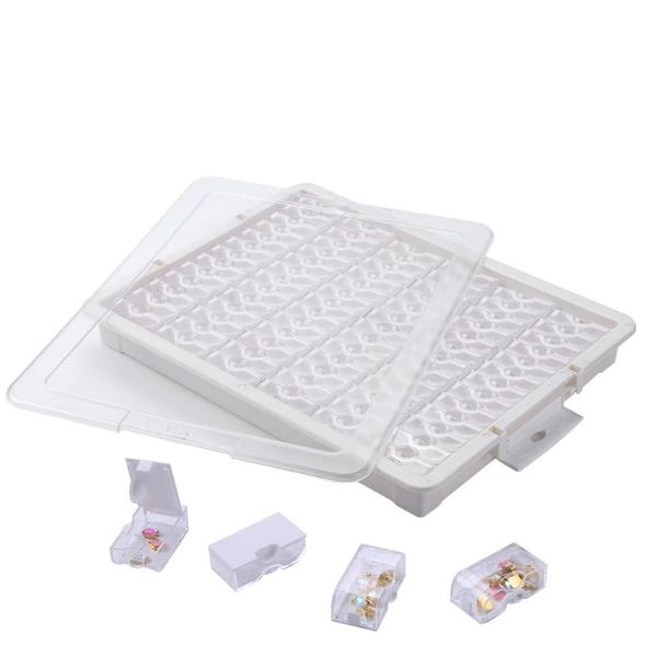 

78 grids nail organizer storage box clear cap for diamond embroidery mosaic painting nail salon manicure tool, Silver